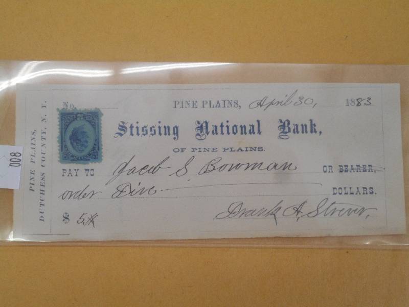 1883 Antique Cancelled Check-Stissi...