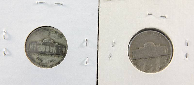 GROUP OF 2 JEFFERSON NICKELS 1948 & 1943-P SILVER WAR NICKEL