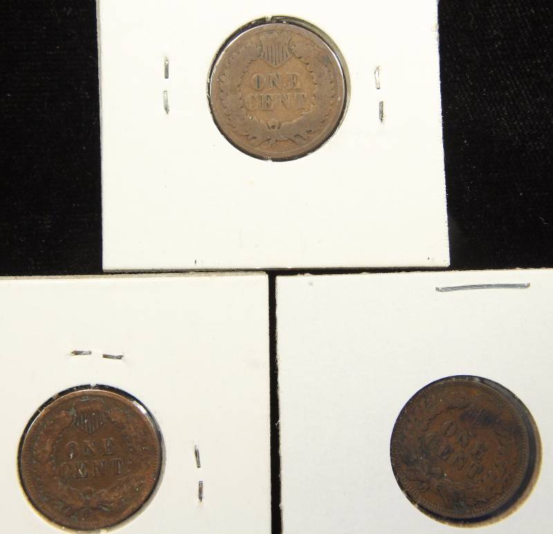 GROUP OF 3 INDIAN HEAD CENTS 1882, 1899 & 1907