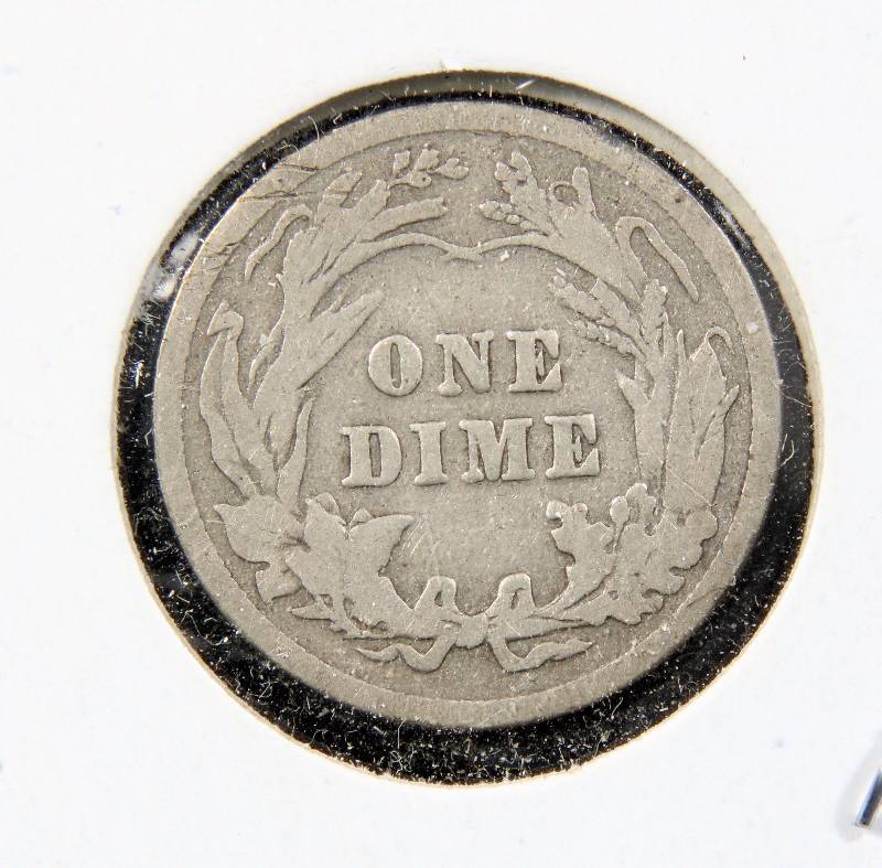 1909 BARBER SILVER DIME VG