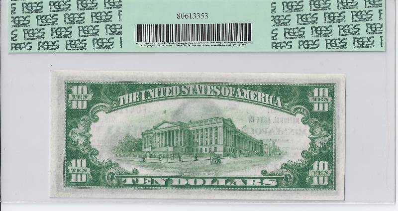 SERIES OF 1929 $10 NATIONAL BANK NOTE FIRST NATIONAL BANK OF MINNEAPOLIS MN CHARTER# 710 AU58 PCGS CERTIFIED