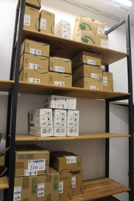 lot 216 image: Contents of Rack, Laser Printer Cartridges Including Xerox 7750, Sharp 45-ND, Minolta 2300, HP 5200, HP 5L