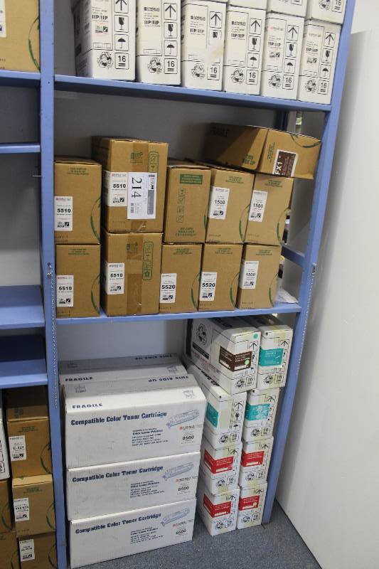 lot 214 image: Contents of Rack, Laser Printer Cartridges