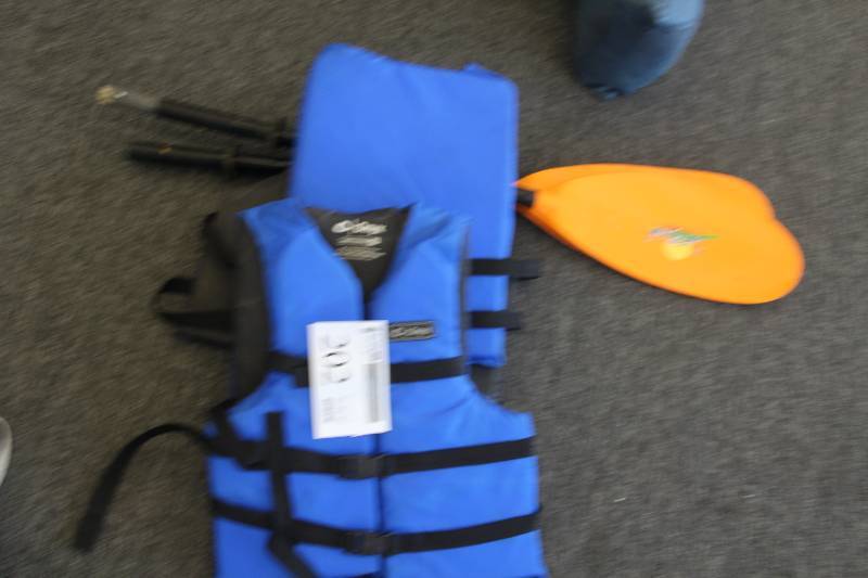 lot 202 image: Lot of (3) KayakCanoe Equipment Including Onyx Adult Universal Vest, 2-Seaguel Paddles