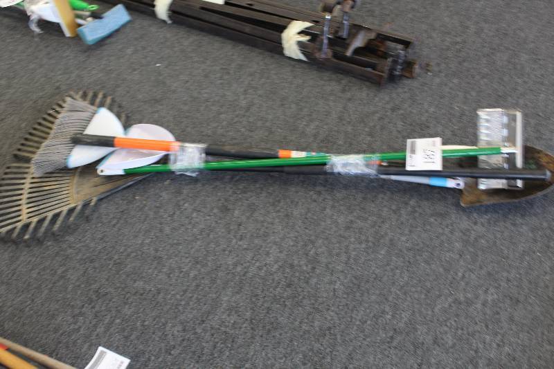 lot 187 image: Lot of Yard Tools Including Broom, Rake, And More