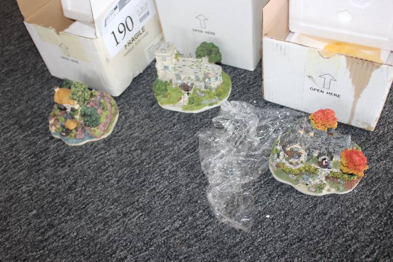 lot 190 image: Lot of (3) The Danbury Mint Table Decorations by Jane Hart From The Country Village Collection Including 1) The Schoolhouse AND 1) The Village Church AND 1) The Gamekeepers Cottage
