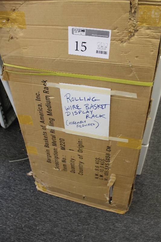 lot 15 image: Rolling Wire Basket Display Rack