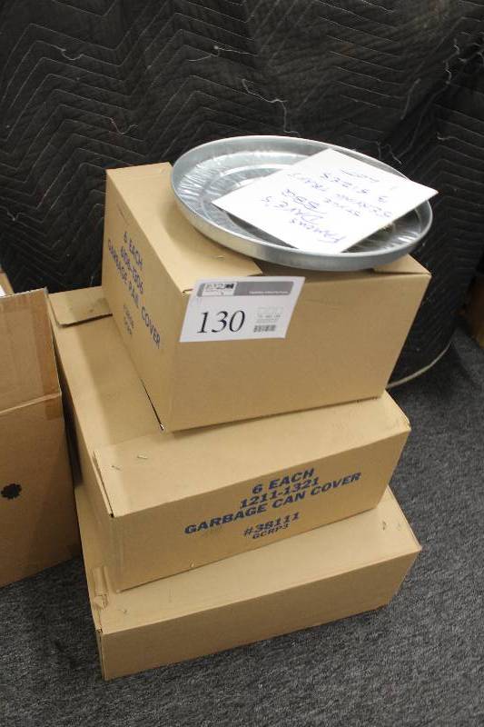 lot 130 image: Lot of (3) Boxes of Garbage Pail Covers Including 1) 6 Each 6106-1306 AND 1) 6 Each 1211-1321 AND 1) 6 Each 1270-1330