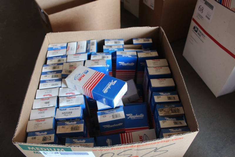 lot 56 image: Lot of (Approximately 90) Raybestos PG Plus Brake Parts New In Box Includes H5707A, H5630, H5646, H5588, H5612, H5675, H5677A, H5638, H5658, H5588, H5648A, H5654A, H5686A, H5698, H5562A, H5587