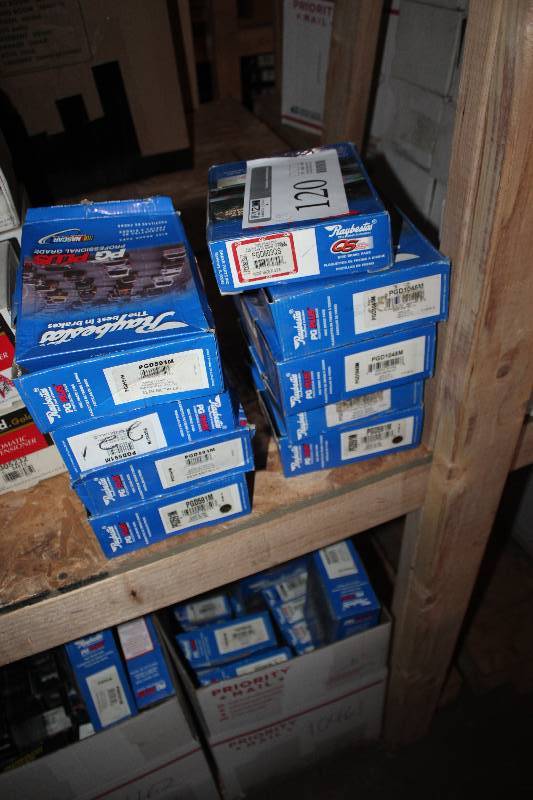 lot 120 image: Lot of (9) Raybestos PG Plus Disc Brake Pads New In Box Includes PGD803QS, PGD1045M, PGD591M,