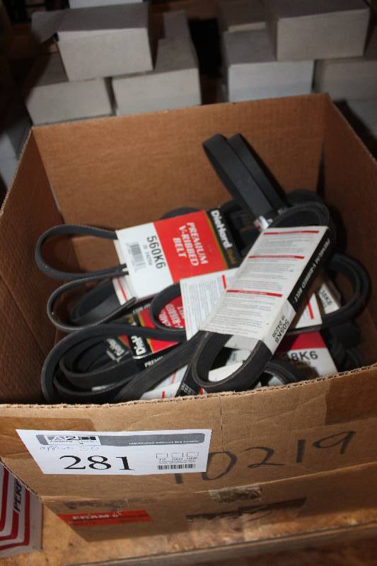 lot 281 image: Lot of (Approximately 30) Diehard Premium V-Ribbed Belts New In Box Includes 560K6, 505K6, 538K6