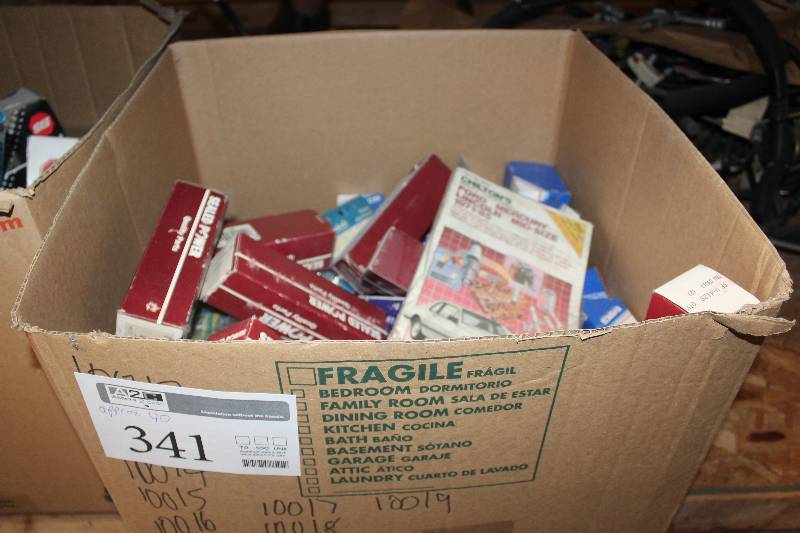 lot 341 image: Lot of (Approximately 40) Chiltons, Everco, Raybestos, Sealed Power Automotive Parts New In Box Includes 1971-85 Ford Mercury Lincoln Mid-Size, V-4129, A5533, H4041-2, 1102-A