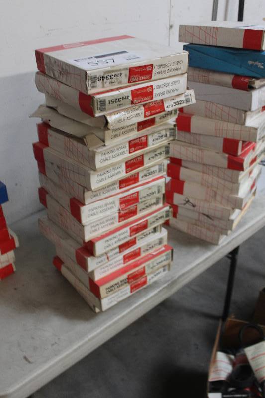 lot 557 image: Lot of (11) Brake-Pro Parking Brake Cable Assembly New In Box Includes 3348, 3251, 3281, 3822, 2814, 3097, 3058, 3091, 3844, 3477, 3864, 3251