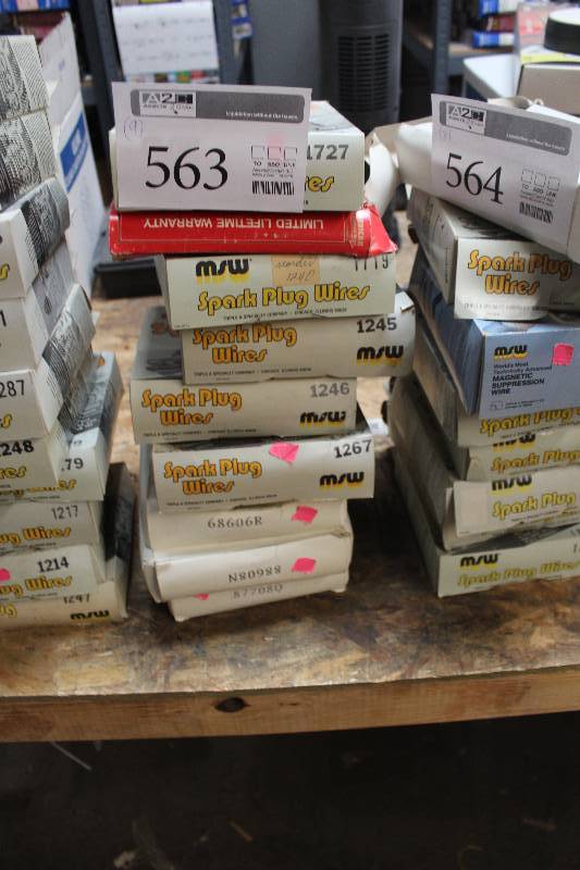 lot 563 image: Lot of (9) MSW Spark Plug Wires New In Box Includes 1727, 1719, 1245, 1246, 1267, 68606R, 33608N, 377080