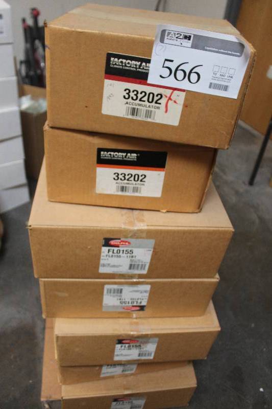 lot 566 image: Lot of (7) Automotive Parts New In Box Includes Factory Air Accumulator 33202, Delphi Fuel Pump FLO155