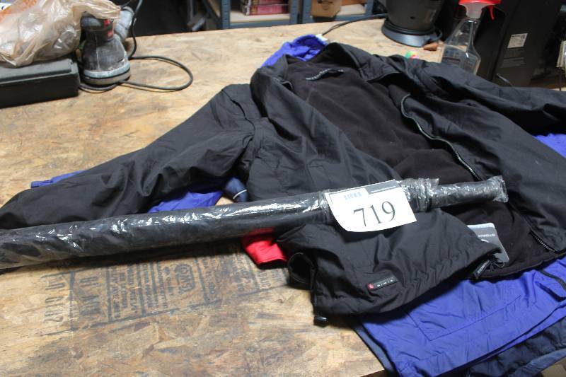 lot 719 image: Lot of (4) Including Stormtech Black 3XL Water Resistant Jacket, Carmax XL Jacket, Twins 2XL Genuine Merchandise Jacket