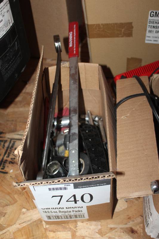 lot 740 image: Box Lot of Tools Including Wrenches, Sockets, And More