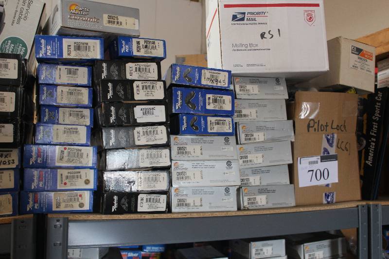 lot 700 image: Shelf Lot of Raybestos Disc Brake Pads New In Box Includes PGD787M, PGD774M, PGD838M, PGD508M, PGD758M, PGD259M, ATD1039C, ATD1028C, CMX521, ATD1028C, ATD154C, PGD914M, PGD945M, PGD746M, MX945, CMX909, CMX1020, CMX909, CMX1094,