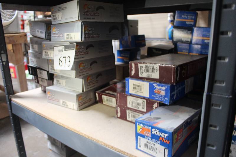 lot 673 image: Shelf Lot of Parts Master, Raybestos, Federated Auto Parts Disc Brake Pads New In Box Includes ATD623C, PGD727QS, MD1210, MD757, MD864A, MD890, MD1000, MD757, MD864A, CMX679, CMX673, CMX506,