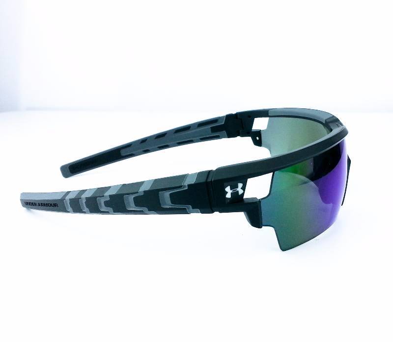 lot 71 image: Under Armour Phenom Sunglasses Black Grey Frame Blue Mirror Multiflection Lens