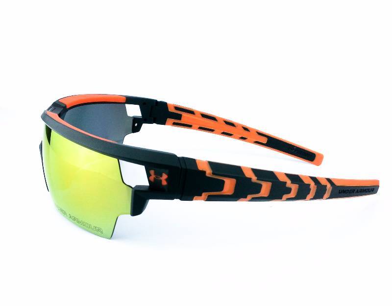 lot 74 image: Under Armour Phenom Sunglasses Black Orange Frame Orange Mirror Zeiss Lens
