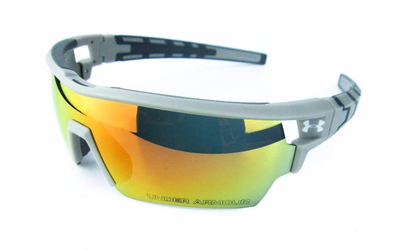 lot 75 image: Under Armour Phenom Sunglasses Grey Charcoal Frame Orange Mirror Zeiss Lens