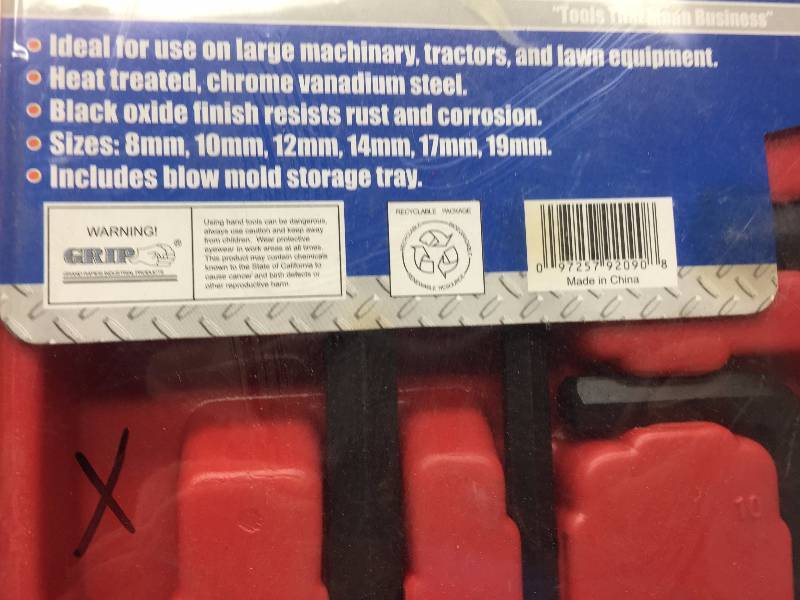 lot 5 image: GRIP 5PC METRIC JUMBO HEX KEY SET
