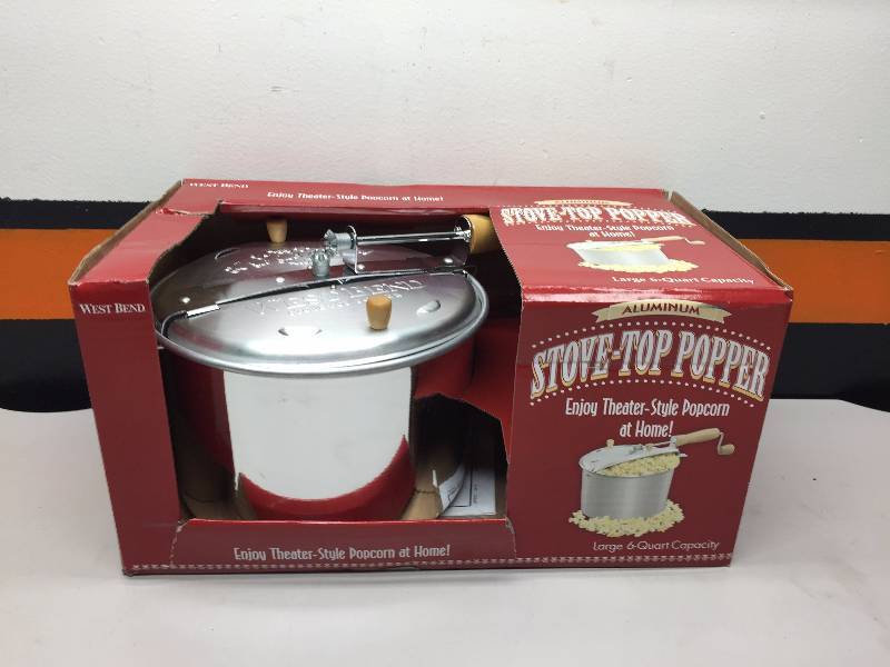 WESTBEND ALUMINUM 6QT STOVE TOP POPCORN POPPER AUGUST STORE RETURNS