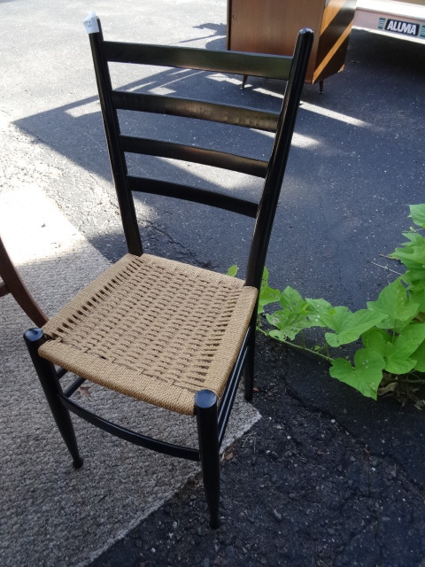 lot 12 image: Wood Frame Chair with Wicker Seat