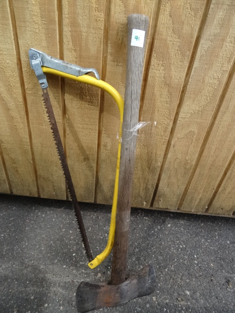 lot 91 image: Axe and Bow Saw