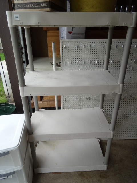 lot 106 image: Plastic Shelving Unit 31 X 16 X 57