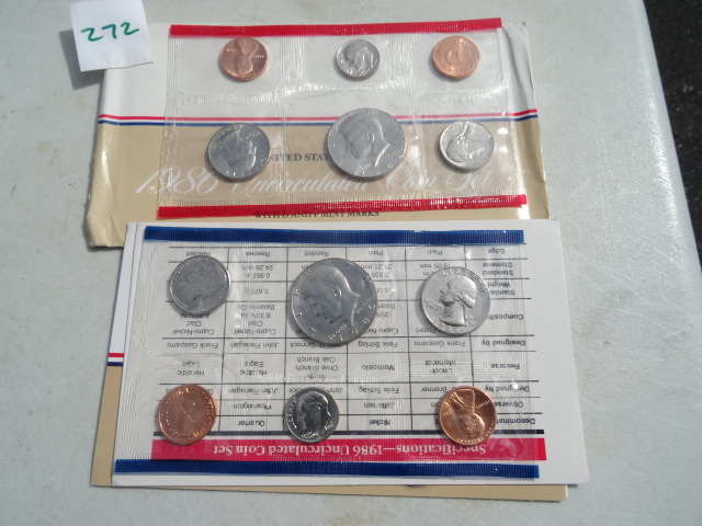 lot 272 image: 1986 Uncirculated Coin Set.