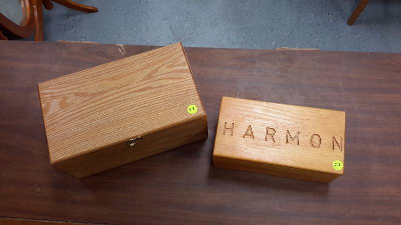2 small wooden jewelry boxes