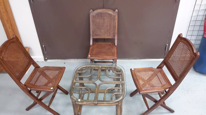 Patio sets-3 wicker chairs and rattan coffee table
