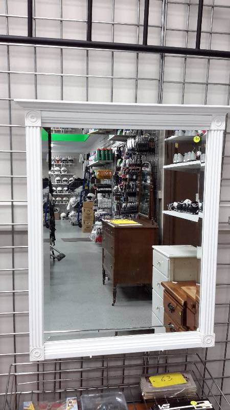 White frame mirror