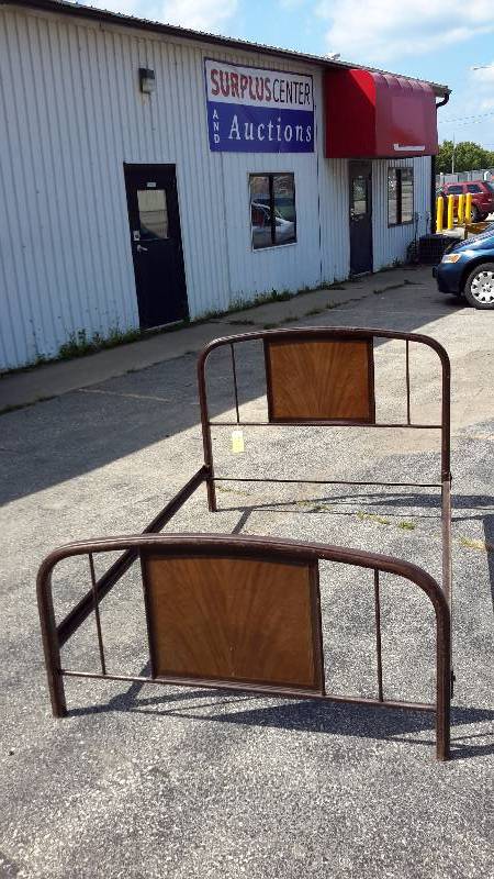 Brown metal frame-queen-size bed