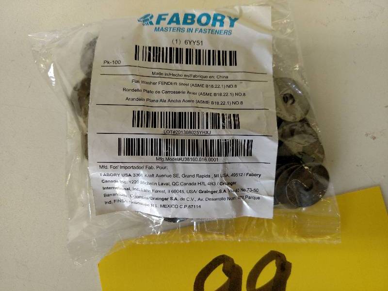 lot 99 image: 100 pk. No. 8 Fender Washers...