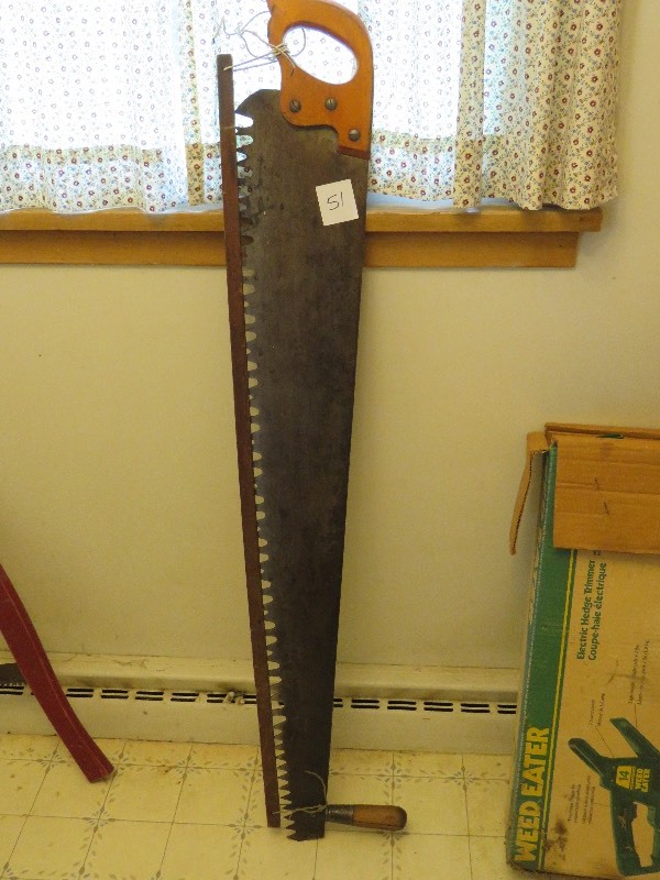 Antique cross cut saw with helper handle  aprox 48