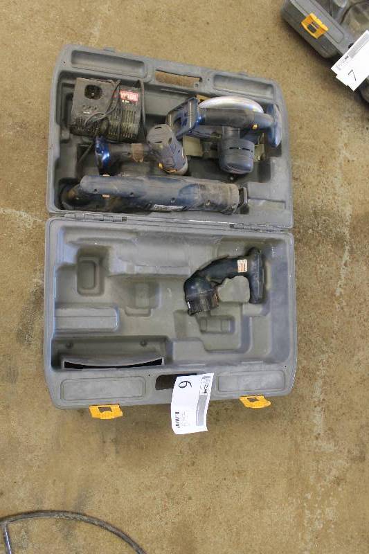 Lot of Ryobi Cordless Power Tools Including Carry Case, Flashlight, Drill, 2-Saw, Batteries, Charger