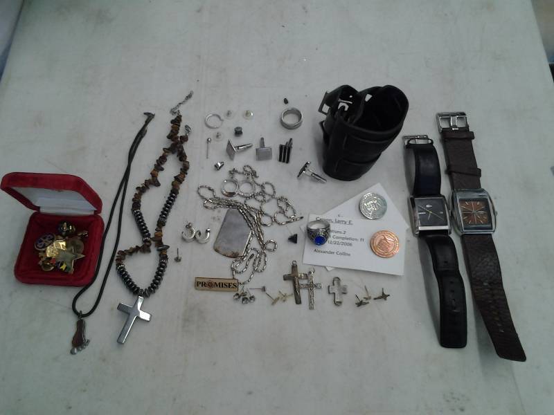 Mens Watches (LaCoste & Diesel), Cuff Links, Crosses, Necklaces, Boy & Girl Scout Pins