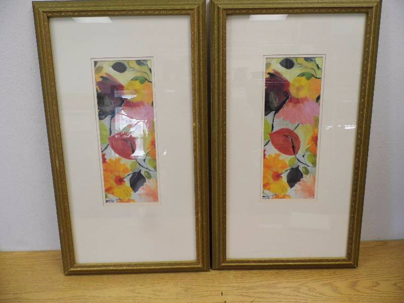 Lot of 2 Skinny Floral Pictures