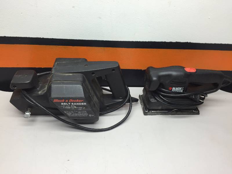 lot 37 image: BLACK N DECKER 13 HP, 3 X 21 BELT SANDER, BLACK N DECKER SANDER, JIGSAW, DEWALT ORBITAL PLM SANDER