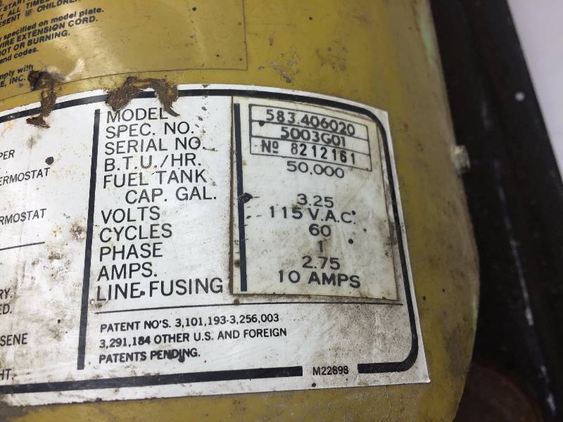 lot 43 image: SEARS 50,000 BTU HR PORTABLE HEATER