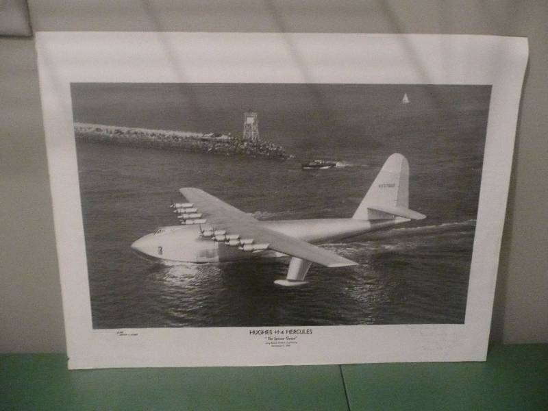 lot 7 image: 1974 SPRUCE GOOSE POSTER- SIGNED AND AUTOGRAPHED 24in wide 18in high