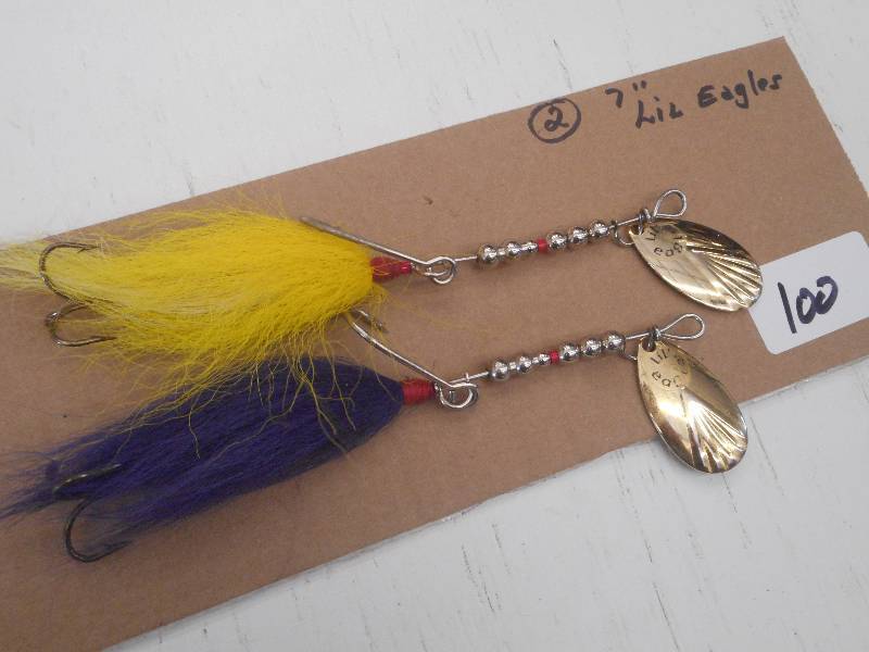 lot 100 image: (2) 7 Lil Eagle Muskie Spinner Lur...