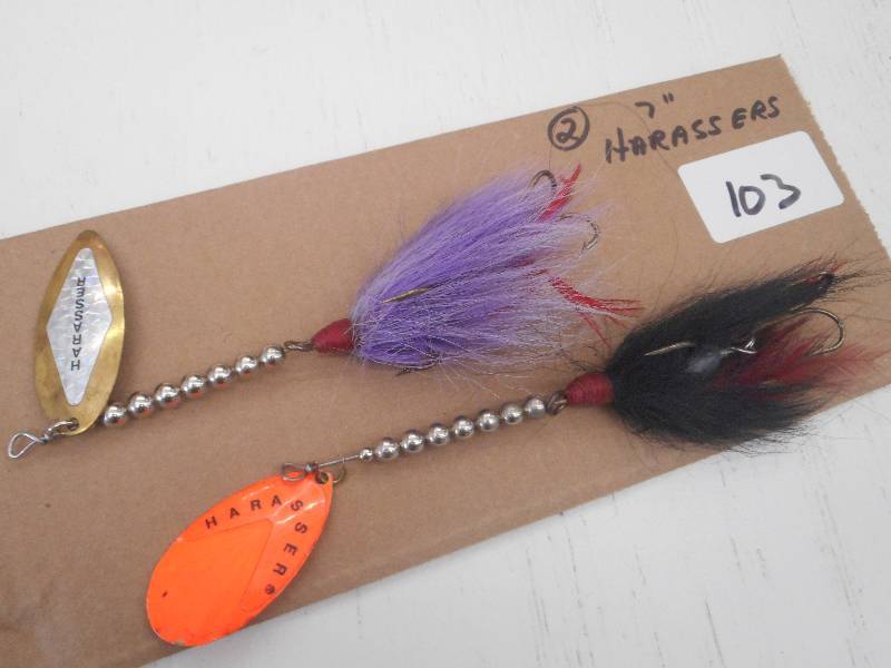 lot 103 image: (2) 7 Harasser Muskie Spinner Lure...