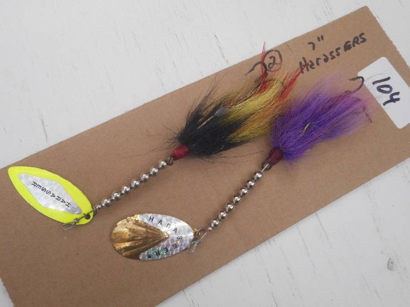 lot 104 image: (2) 7 Harasser Muskie Spinner Lure...