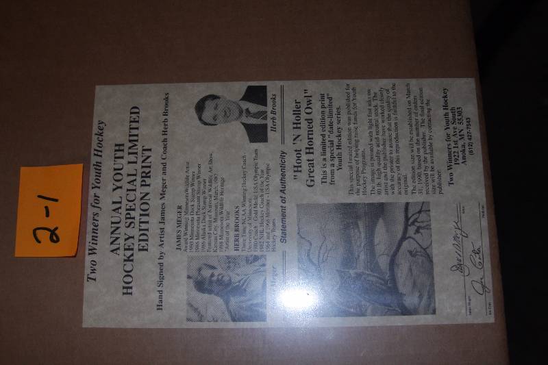 lot 2-1 image: Coach Herb Brooks Signed Hoot N Holler - Great Horned Owl