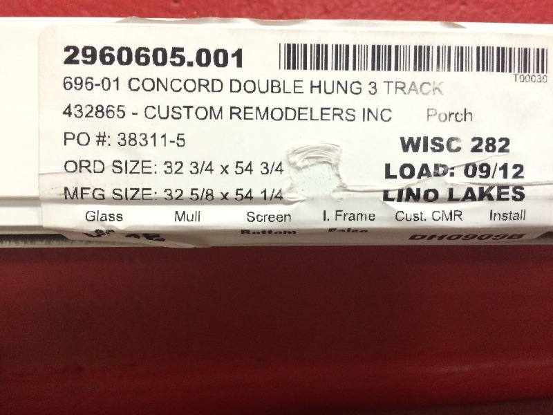 Concord Double hung 3 track storm windows 35.25 x 54.75  NEW  Lot of 4  view all pictures for more details