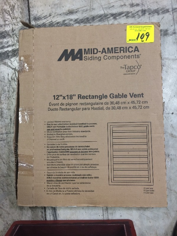 Mid America  12x18 Rectangular Gable Vent NEW  view all pictures for more details